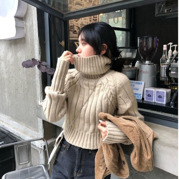 

women's sweaters for women loose turtleneck spring winter fashion brand korean clothes casual style pullovers female crop top, White;black