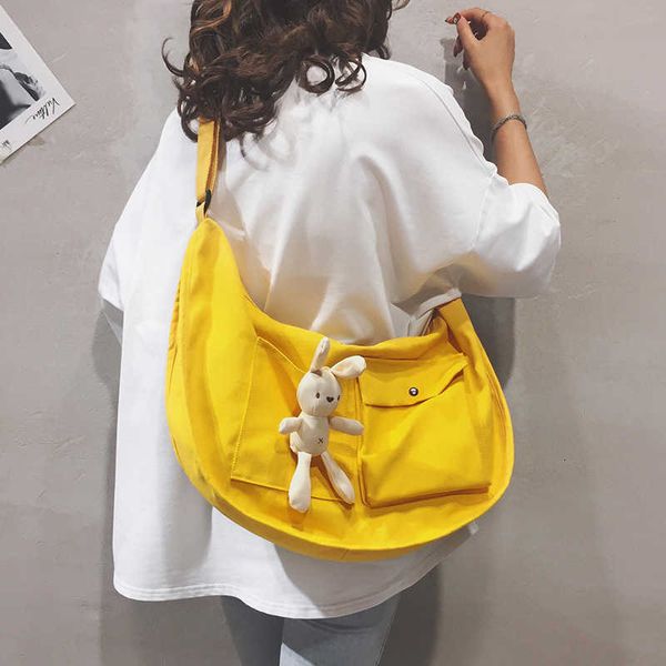 

dumpling women's 2021 lazy wind student canvas msenger bag korean ulzzang one shoulder bag