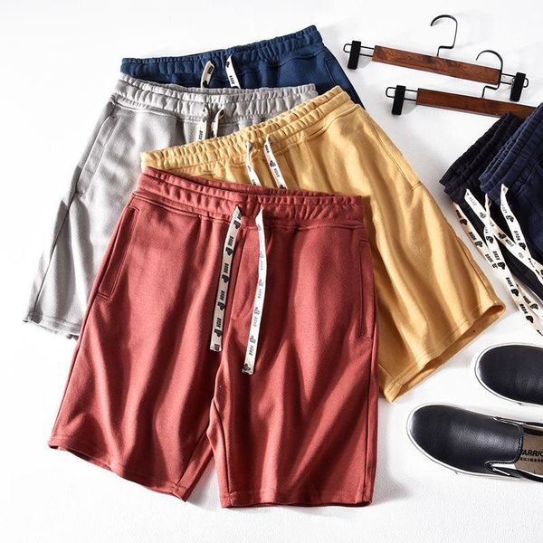 

men's shorts japanese fashion brand summer cotton terry beach men and women couple loose straight sports casual trend, White;black