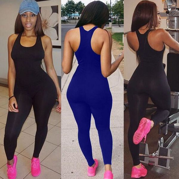 

style sports usa women workout fitness leggings broek jumpsuit bodysuit rumplestilt, Black