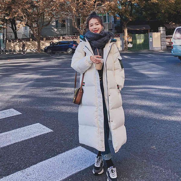 

women's down & parkas winter new loose white down padded coat over the knee thick warm cotton women 9ws1, Black