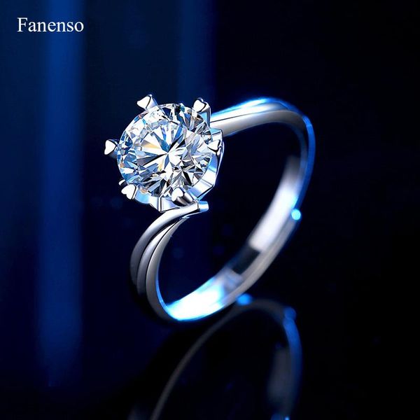 

cluster rings 925 sterling silver 0.6ct 1ct 2ct women wedding party female ring diamond jewelry adjustable proposal for couples gift, Golden;silver