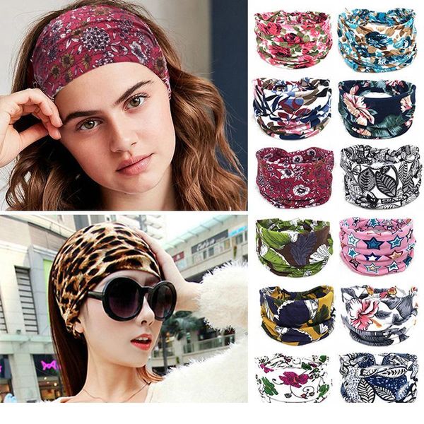 

bohemia wide cotton stretch yoga print headwrap turban headwear bandage women headbands 2020 hair bands girls hair acc jllwcn