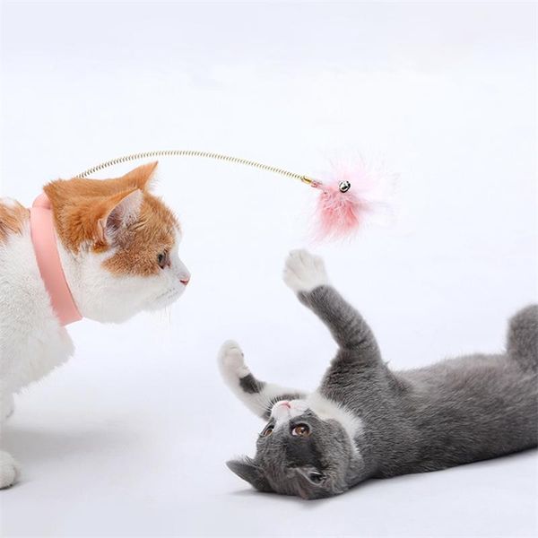 

cat toys 1pc collar funny toy feather teaser stick interesting automatic foot interactive cats kitten