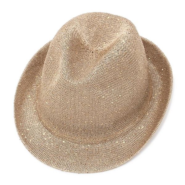 

wide brim hats fashion summer mesh sequin glitter jazz hat men breathable fedora beach women street dance 2021, Blue;gray