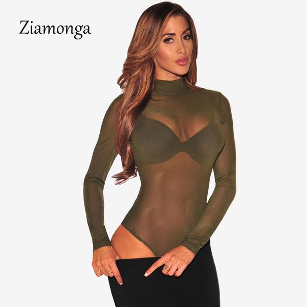 

women's jumpsuits & rompers transparent bodysuit women bodycon jumpsuit long sleeve mesh sheer through trutleneck bodysuits c2345, Black;white