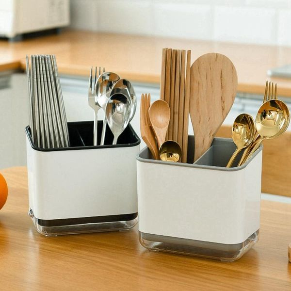 

storage bottles & jars double-layer chopstick cage box fork spoon rack household tableware kitchen cutlery drainer shelf holder