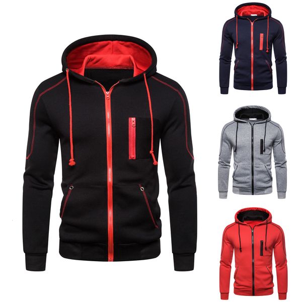 

2021 new men hoodies cardigan sweatshirt zipper streetwear hip hop one piece sports plain hoodie hooded sweatshirts sudadera size clpz, Black