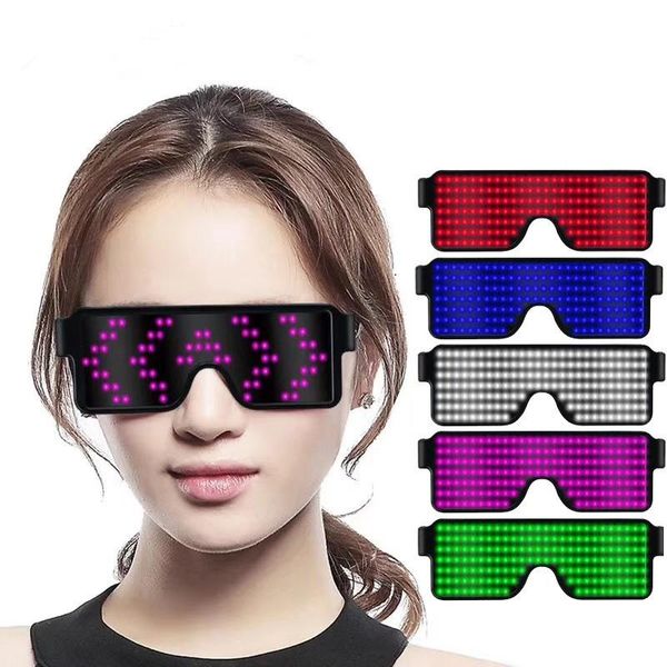 

party decoration 8 modes quick flash usb led charge luminous glasses glow sunglasses christmas concert light toys supplies