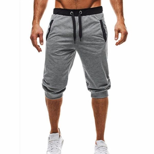 

men's shorts brand mens gym run jogging sports fitness bodybuilding sweatpants male workout training knee length short pants, White;black