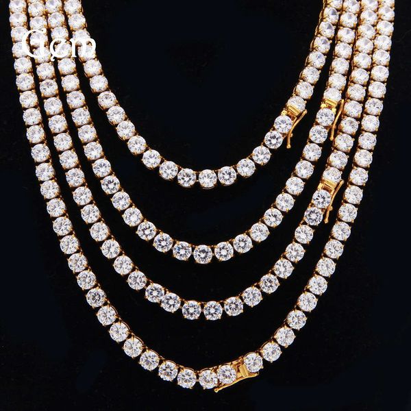 

hip hop men's 6mm claw set zircon stainless steel color preserved necklace, Silver