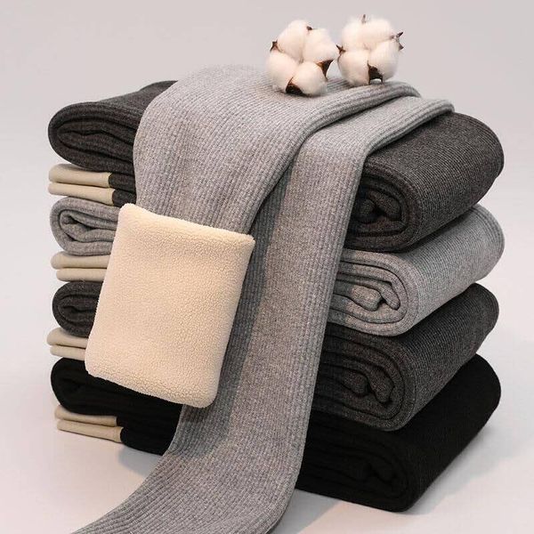 

autumn winter warm lambswool leggings women fashion letter thick fleece leggins high waist elastic full length base pants soft, Black;white