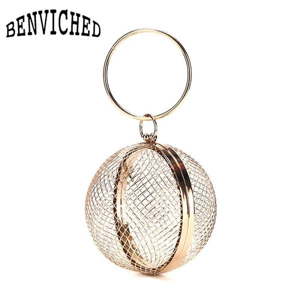 

evening bags benviched 2021 summer classic circular women with fashion metal handbags for wedding/party/dinner b028