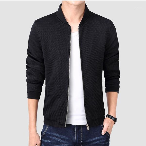 

men's jackets isurvivor 2021 fashion solid color knitted jacket slim stand collar threaded hem cuff, Black;brown