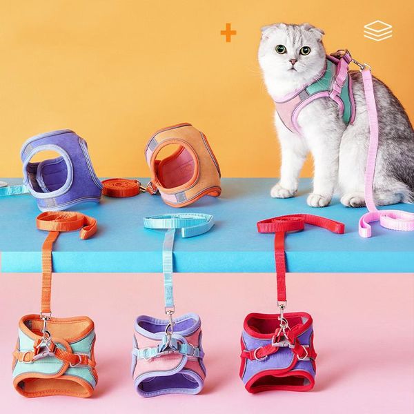 

cat collars & leads chest harness vest-style reflective anti-break away walk rope breathable pet accessories