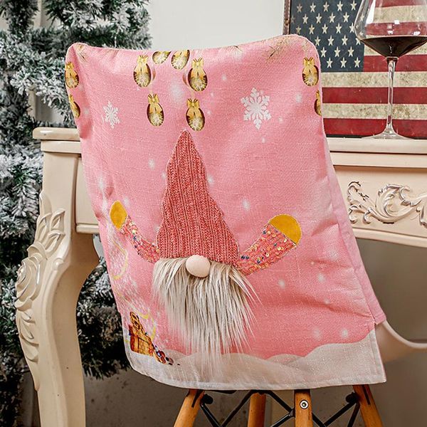 

chair covers cartoon faceless santa back slipcover with led light creativity rudolph pattern christmas decoration for dining home decor