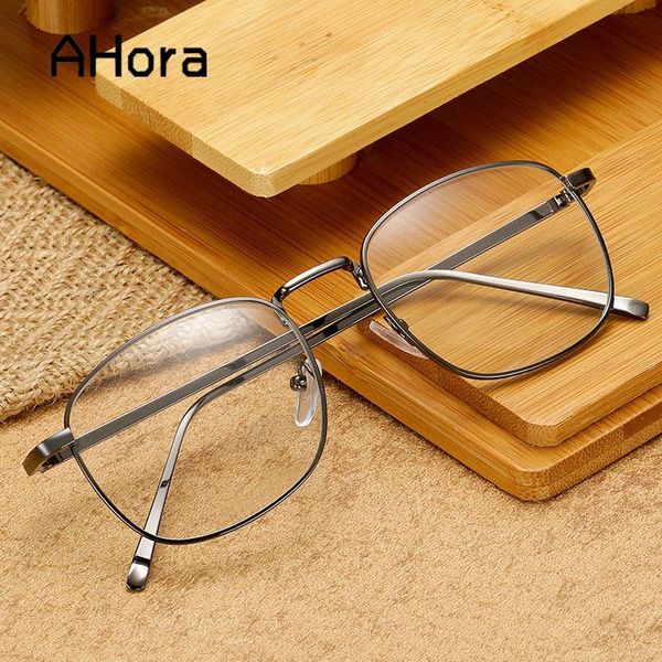 

fashion sunglasses frames ahora retro square spectacles glasses frame men women vintage metal myopia optical with transparent lenses, Black
