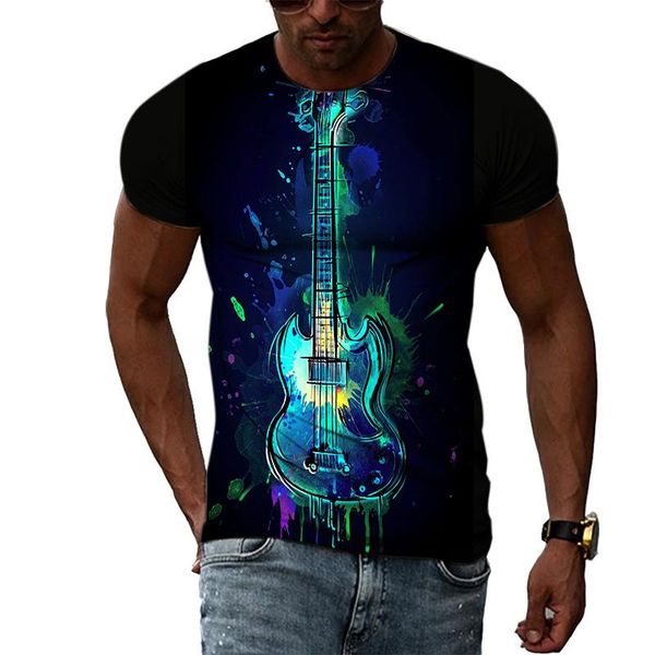 

men's t-shirts 3d rock tshirt music guitar printed summer hip hop street harajuku casual t-shirt man oversized cool short sleeve, White;black