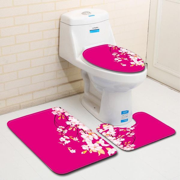 

carpets 3pcs bath mat set fresh style toilet cover foot pad non-slip absorbent carpet flannel soft rug