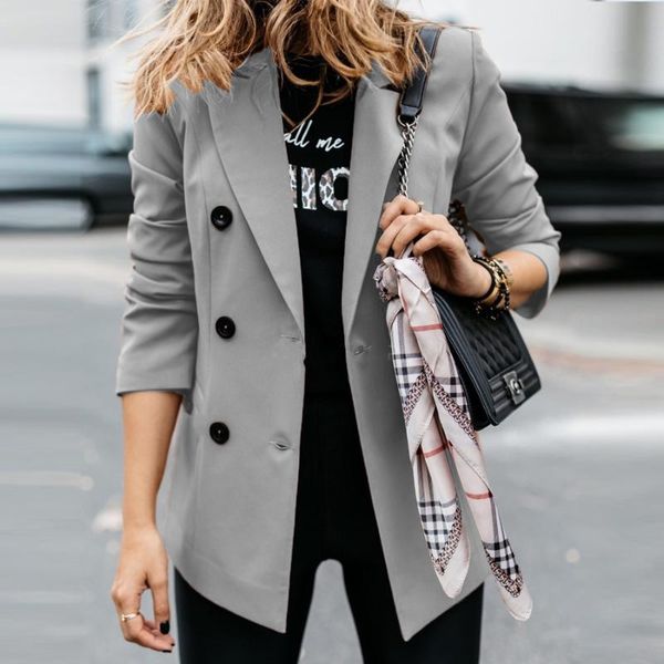 

women's suits & blazers women lapel blazer 2021 female solid color autumn coat long sleeve office ladies casual jackets, White;black