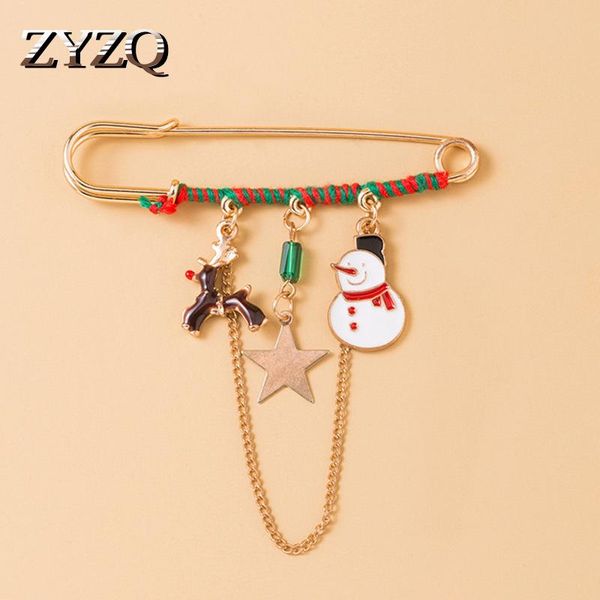 

pins, brooches zyzq xmas snowman tree santa claus brooch pin christmas gift women men charm tassel chain jewelry accessories wholesale, Gray