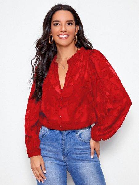 

ruffle trim buttoned front appliques mesh without bra f4rm#, White