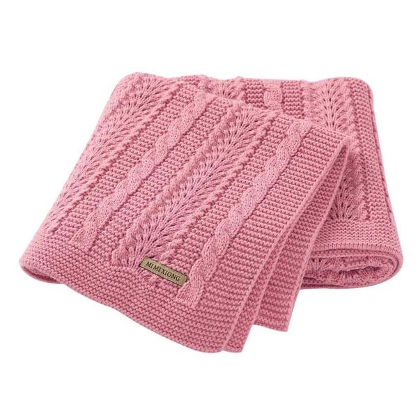 

blankets & swaddling baby swaddle wrap 100*80cm solid born bebes stroller bedding basket blanket super soft children knitted quilts cover