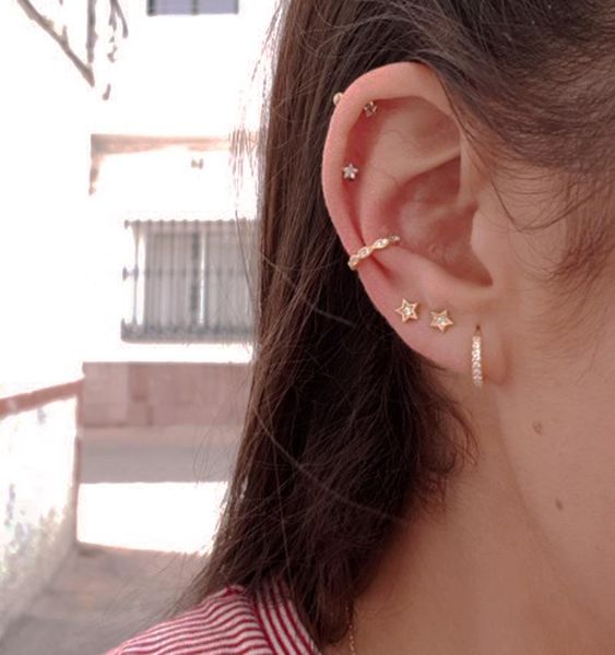 

clip-on & screw back 925 sterling silver cubic zirconia ear cuff clip on earrings for women fashion girl without piercing earings diy je