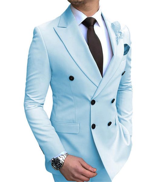

men's suits & blazers classic homme marine-blue suit double lapel breasted men's suits 1 piece only pant-less coat jogr, White;black