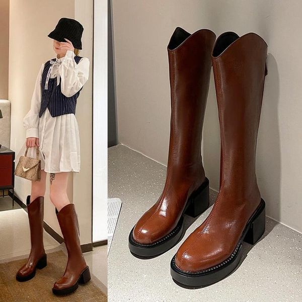 

boots long knee-length women 2021 spring and autumn high-heeled women's fashion knight black