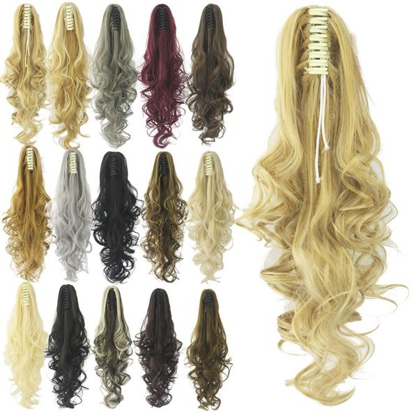 

synthetic wigs soowee long black blonde curly clip on hairpiece pony tail hair claw ponytails piece