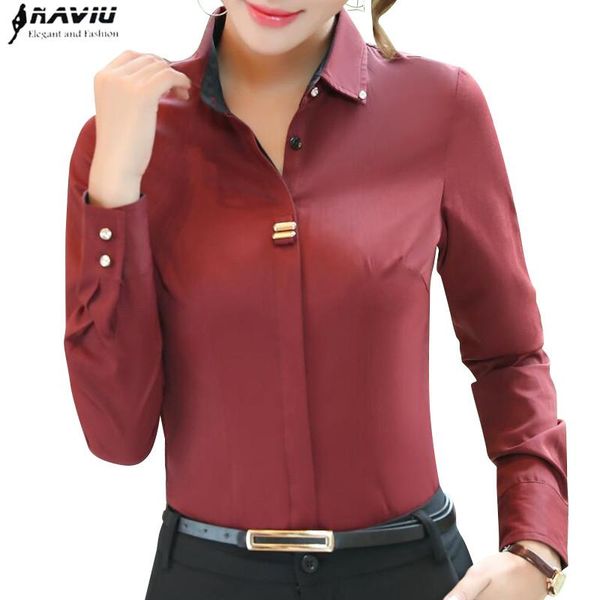 

women's blouses & shirts elegant women cotton shirt work wear autumn long sleeve slim fashion blouse office ladies plus size fo, White