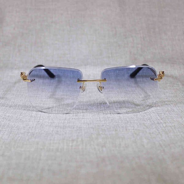 

2022 factory wholesale model style cutting rimless men oversize square eyeglasses meta frame for women outdoor shades oculos gafas sunglasse, White;black