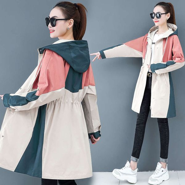 

fashion versatile long windbreaker 2021 new spring and autumn small women's popular loose coat luxury, Tan;black