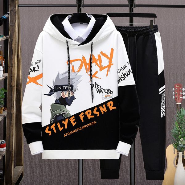

men's hoodies & sweatshirts nova japonÃªs anime juventude primavera e outono com capuz conjunto duas peÃ§as conjuntos hip hop streetwear, Black