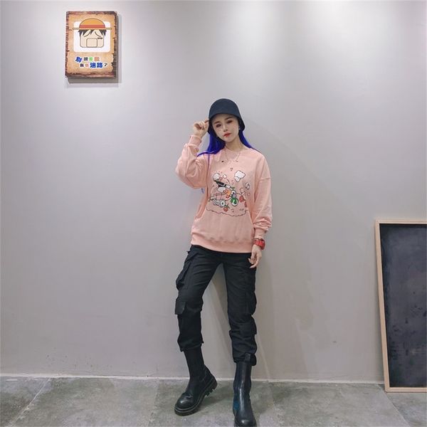 

21 new year g fashion brand wu yifan same duckling print round neck sweater thickened sweater for men and womenli, White