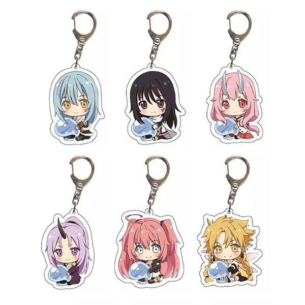 

keychains that time i got reincarnated as a slime keychain q version rimuru tempest kawaii figures acrylic key chain bag ring holder, Silver