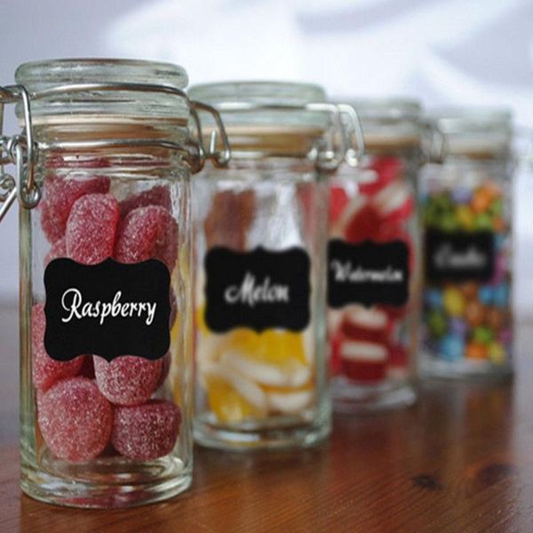 

48pcs/set 5x 3.5cm erasable blackboard sticker craft kitchen jars organizer labels chalkboard chalk board sticker black board