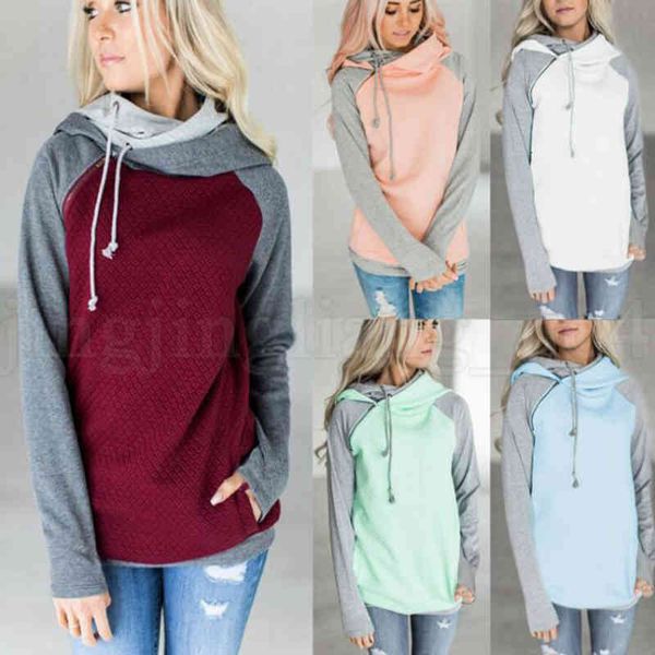 

women's hoodies & sweatshirts side zipper stitching double color long sleeve patchwork pullover winter jacket jumper ooa5823 rqyu, Black