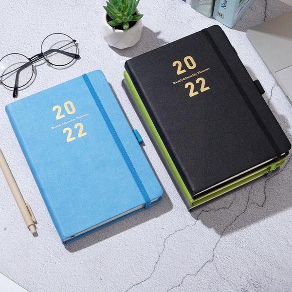 

notepads a5 2022 schedule book hard-faced with pen insert english arrangement notebook diary desk plan a1g5, Purple;pink