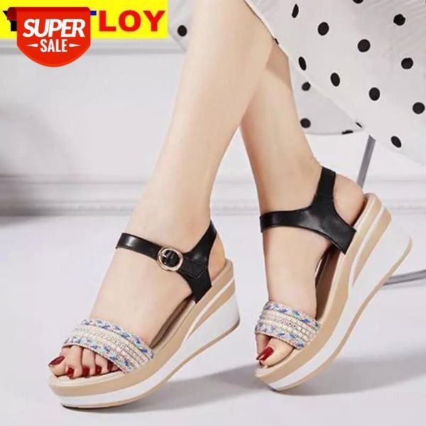 

women sandals 2020 new female shoes summer wedge comfort ladies flat slingback sandalias gladiator casual wedges zapatos 566 #jj90, Black