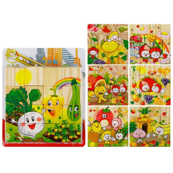 

16pcs 3d puzzles toys for children wooden toys kids six face animal puzzle children early educational toy montessori materials