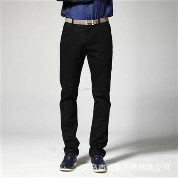 

new spring casual business slim solid color thin men's pants youth, Black