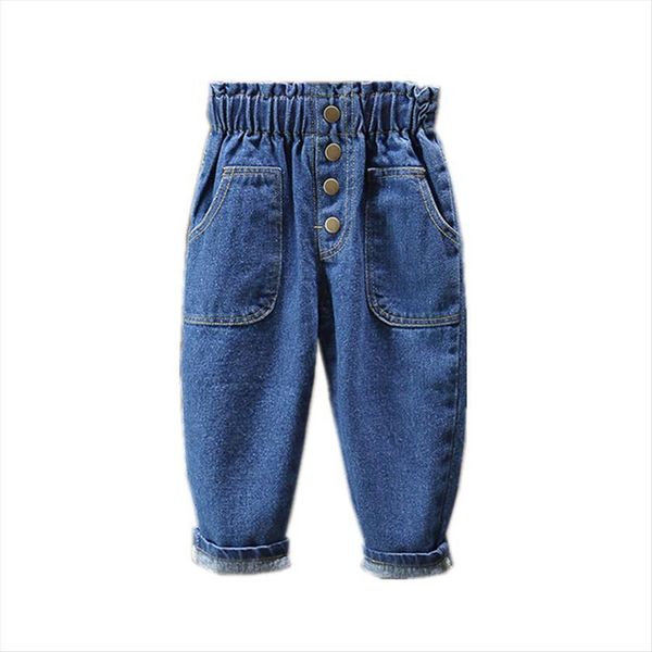 

girls jeans autumn spring kids clothes trousers children denim pants for baby girl button toddlers fashion, Blue