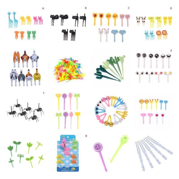 

forks 4-100pcs mini animal farm cartoon picks children snack cake dessert fruit lunch bento accessories party decor