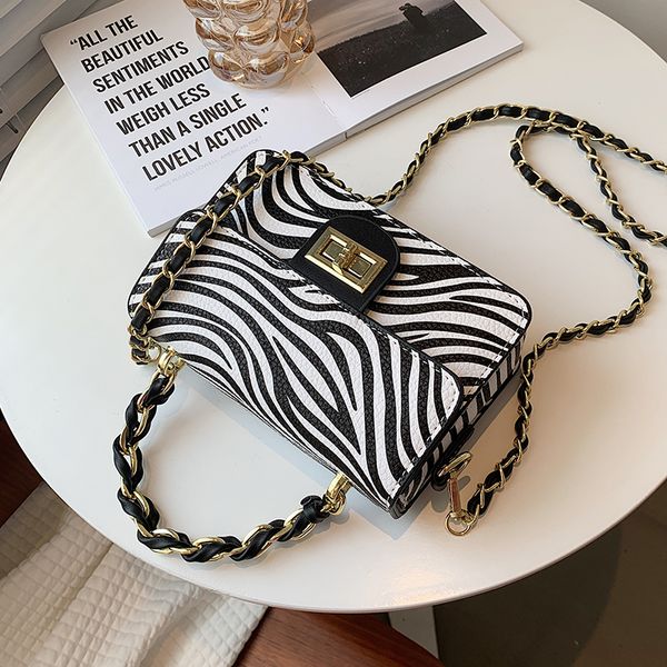 

niche design selling bags for women 2021 new design zebra pattern messenger bag chain square bag shoulder bag width 18cm