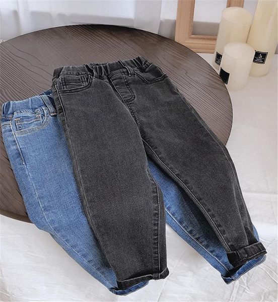 

2-8 y baby girls jeans autumn winter new kids korean casual denim pants solid plus velvet warm trousers for girl toddler jeans, Blue