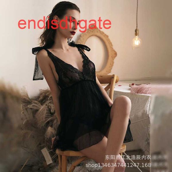 

mesh summer underwear pajamas new women's allure suspender nightdress, Black;white