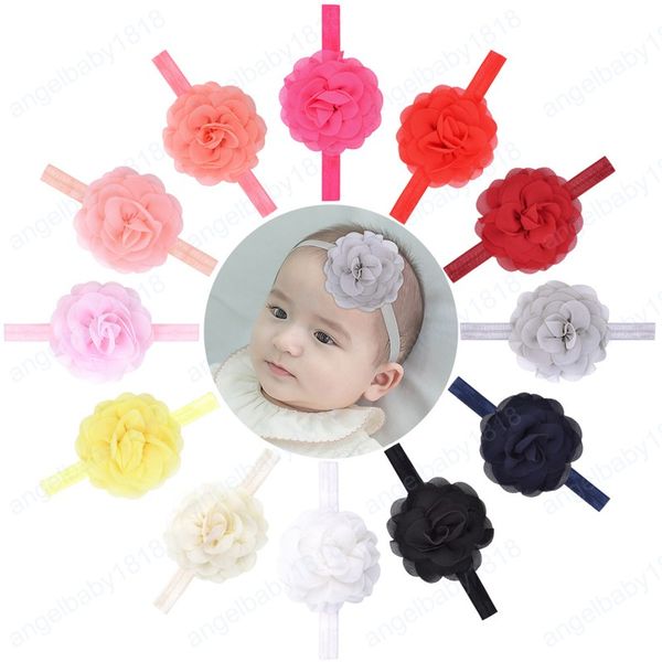 Accessori per capelli per ragazze Fasce per capelli per bambini Fiore in chiffon fatto a mano per bambini Accessorio per fasce per la testa per bambini carino principessa elastica