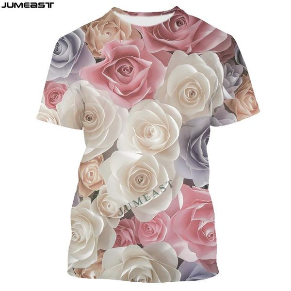 

men's t-shirts jumeast brand men women 3d printed t-shirt beautiful flowers short sleeve t shirt sport pullover tees, White;black
